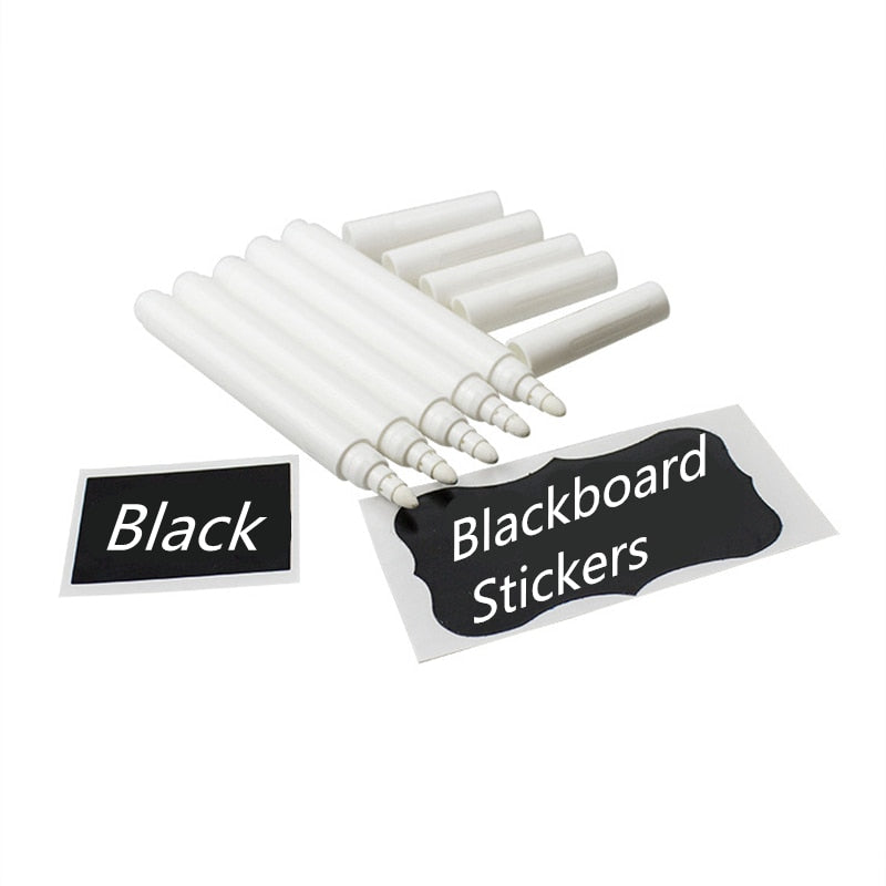 49Pcs Kitchen Blackboard Sticker Labels With Rewritable White Liquid Chalk